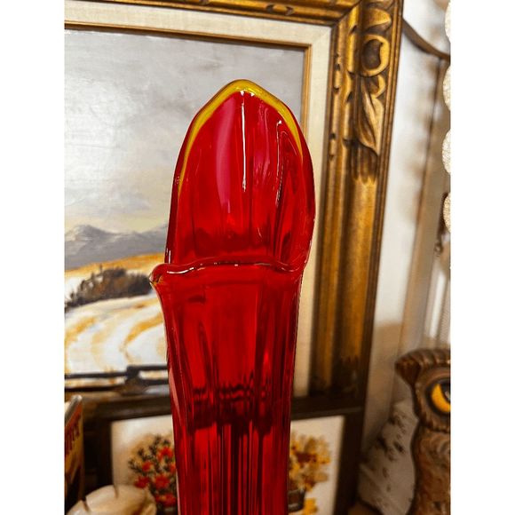 Vintage Fenton 21" Valencia Amberina Glass Swung Vase DO NOT BUNDLE - Picture 2 of 5